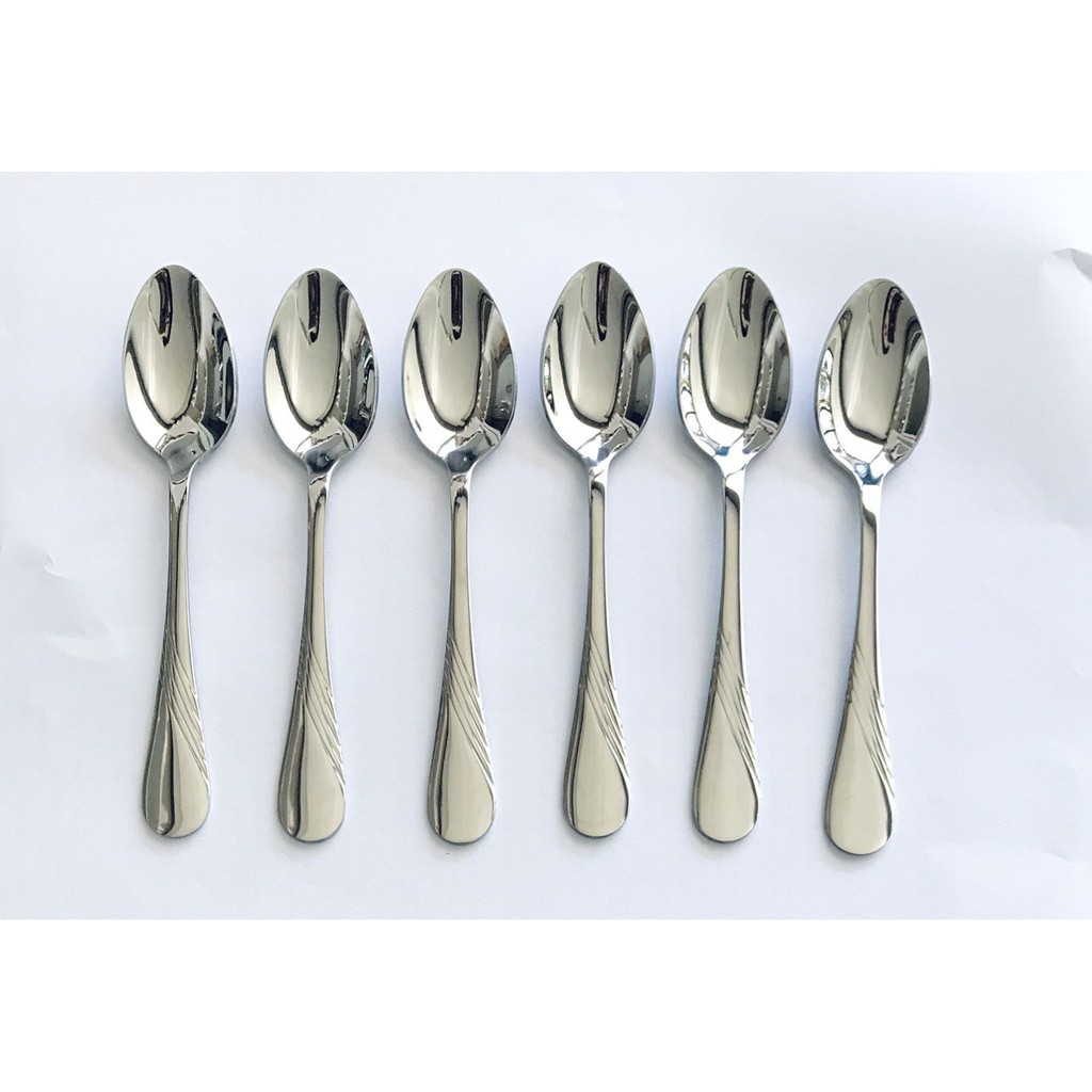 TwinFish 6ชิ้น ช้อนชา ช้อนขนม ช้อนกาแฟสเตนเลส ยาว13.7cm. รหัส85-10