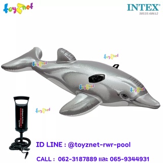 Intex แพยาง แพเป่าลม ปลาโลมาน้อย สีเทา 1.75x0.66 ม. รุ่น 58535 + ที่สูบลมดับเบิ้ลควิ๊ก วัน