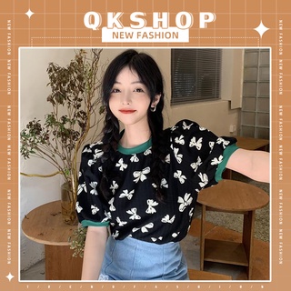 QKshop 🎀🤍 งุ้ยๆๆๆๆๆงานดีมากจ้า เสื้อยืดสกรีนลายโบ สวยเก๋มาก อยากได้ใส่ไปเที่ยวก็เริสน๊าาา สวมใส่สบายมากเว่อร์🍒