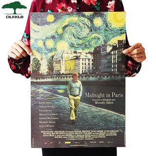 Dlkklb สติ๊กเกอร์โปสเตอร์กระดาษคราฟท์ลาย Midnight In Paris สไตล์วินเทจสําหรับติดตกแต่งผนังบาร์คาเฟ่ร้านอาหาร 50.5x35ซม.