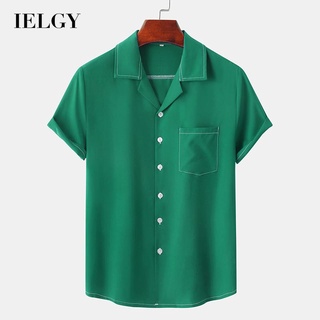 Ielgy เสื้อเชิ้ตโปโลลําลอง คอปก มีกระเป๋าเสื้อ แฟชั่นคลาสสิก สําหรับผู้ชาย