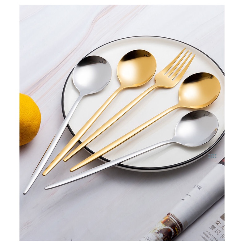 ช้อนส้อมเกาหลี *ทรงกลม* ชุดช้อนส้อมสแตนเลสแท้ มี 2 สีให้เลือก No.KC14 - รูปที่ 4