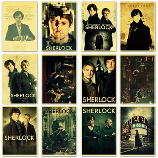 โปสเตอร์กระดาษคราฟท์ ลายนักสืบ Sherlock Holmes สไตล์วินเทจ สําหรับตกแต่งบ้าน บาร์ คาเฟ่