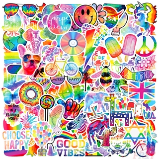 ❉ Rainbow Color สติ๊กเกอร์ Sheets ❉ 101Pcs/12Page Waterproof DIY Fashion Decals Doodle สติ๊กเกอร์ Book