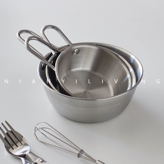 HERA ชามสแตนเลส พร้อมที่จับ ชามผสม ชามสลัด ชามผสมสแตนเลส กะละมังสแตนเลส Stainless Steel Bowl with Handle Egg Beater Mixing Bowl Salad Bowl Korean Bowl