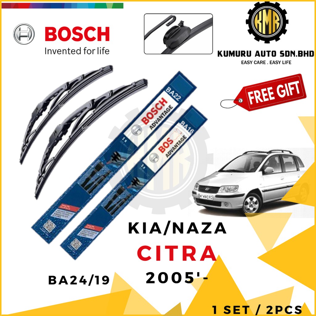 1 ชุด - KIA/NAZA CITRA 2005 WIPER - BOSCH ADVANTAGE WIPER FRONT BA24/19