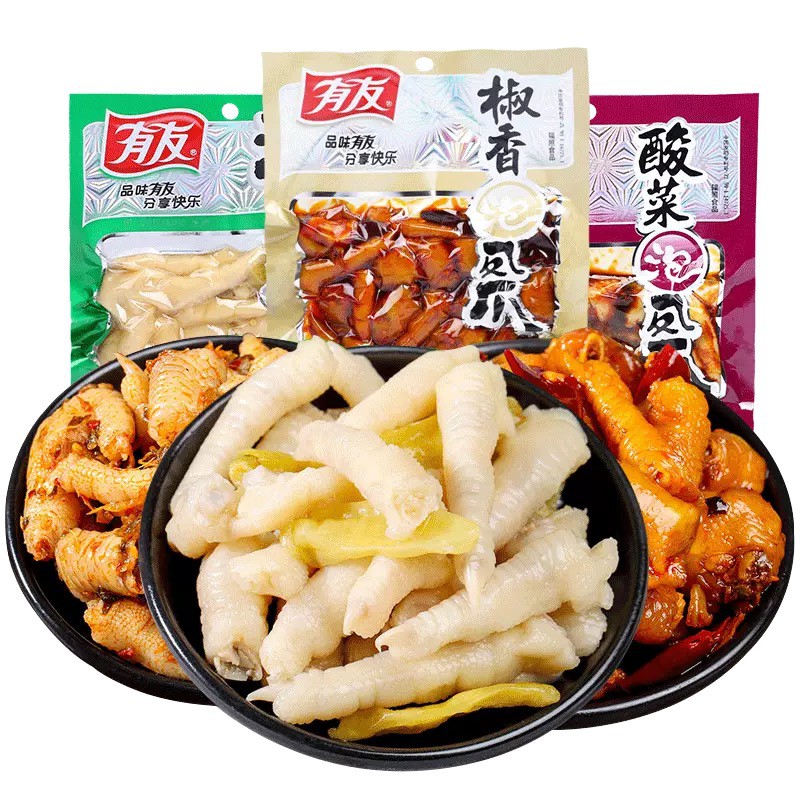 ตีนไก่ดองพริกสำเร็จรูป 80g—120g (有友泡椒凤爪）