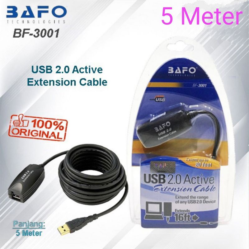 BAFO USB 2.0 ACTIVE EXTENSION CABLE 5 M