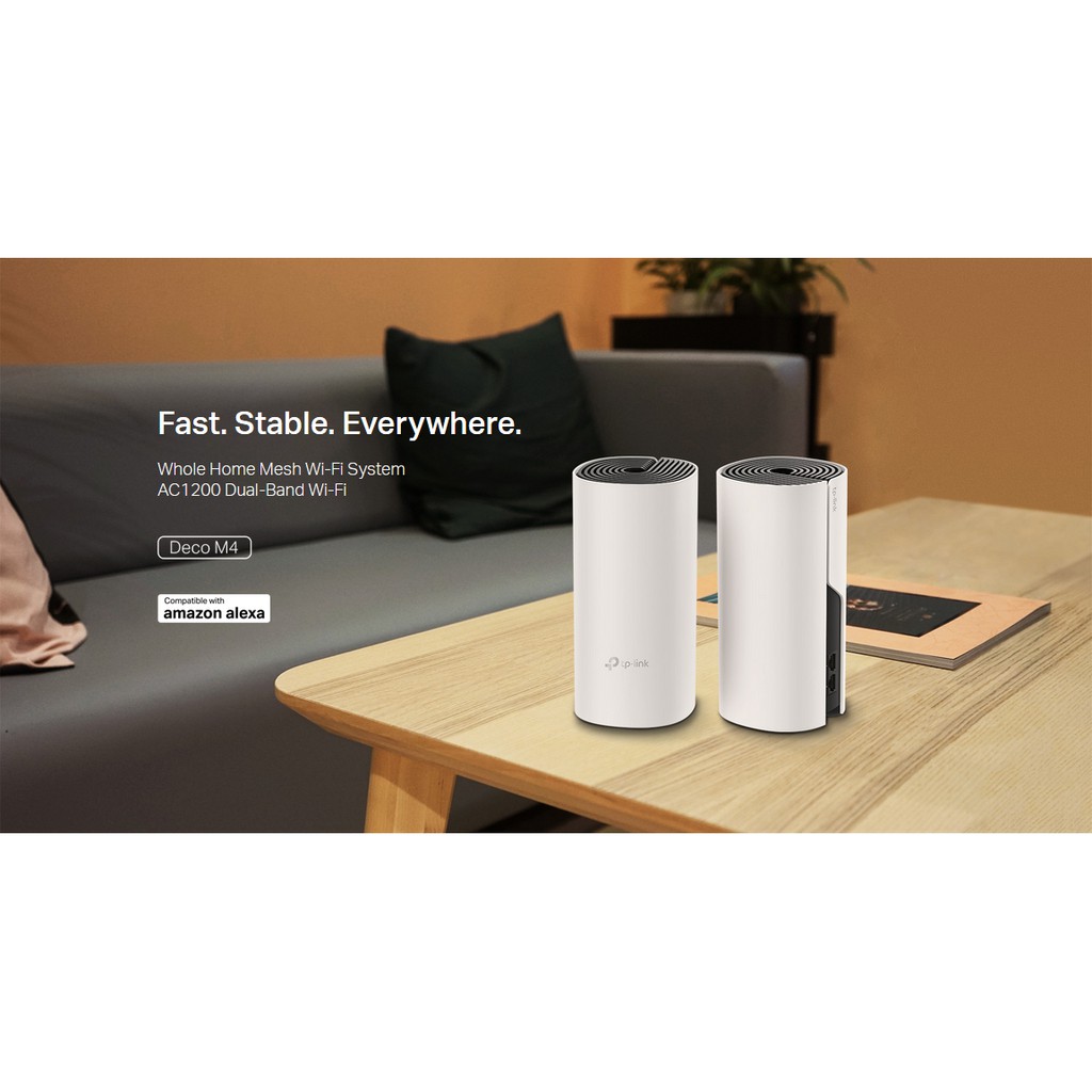 TP-LINK ตัวกระจายสัญญาณ DECO M4 (PACK 2) WHOLE HOME MESH WI-FI AC1200 รับประกันตลอดอายุการใช้งาน By Vnix Group