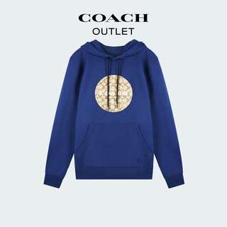 Coach เสื้อกันหนาวลําลอง ผ้าฝ้าย มีฮู้ด ลายโลโก้คลาสสิก สําหรับทุกเพศ