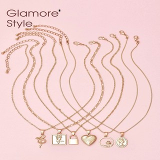 สร้อยคอ 6ชิ้น เครื่องประดับผู้หญิง Glamorestyle