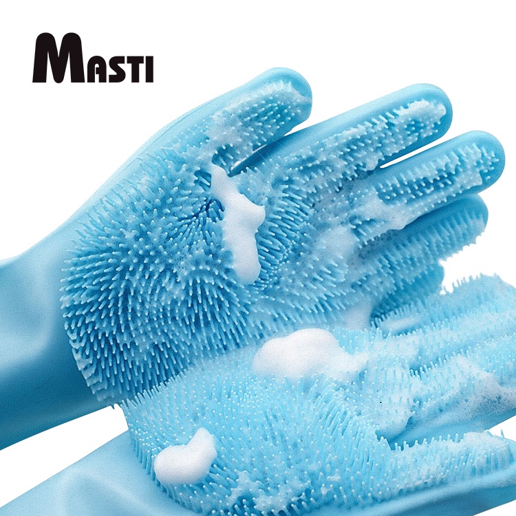 MASTI ถุงมือซิลิโคนอาบน้ำสัตว์เลี้ยง ป้องกันรอยขีดข่วน LI0257