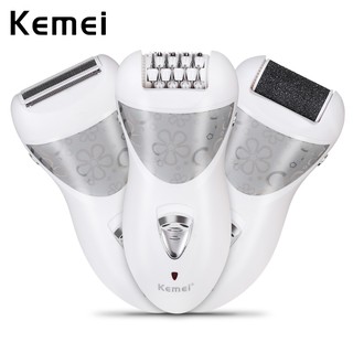 Kemei 3 In 1 เครื่องกําจัดขนไฟฟ้าเครื่องกําจัดขนหนังกําพร้าสําหรับผู้หญิง Km-505