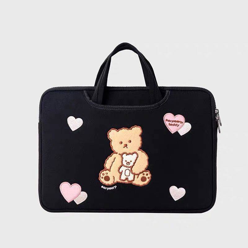 พร้อมส่ง กระเป๋าใส่โน๊ตบุ๊ค กระเป๋าโน๊ตบุ๊ค เกาหลีกระเป๋าคอมพิวเตอร์หญิงแบบพกพาการ์ตูนน่ารักแอปเปิ้ล