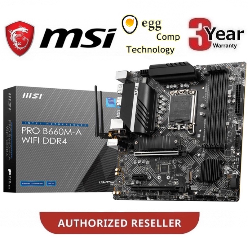 MSI INTEL PRO B660M-A WIFI DDR4 INTEL B660 LGA1700 mATX MOTHERBOARD