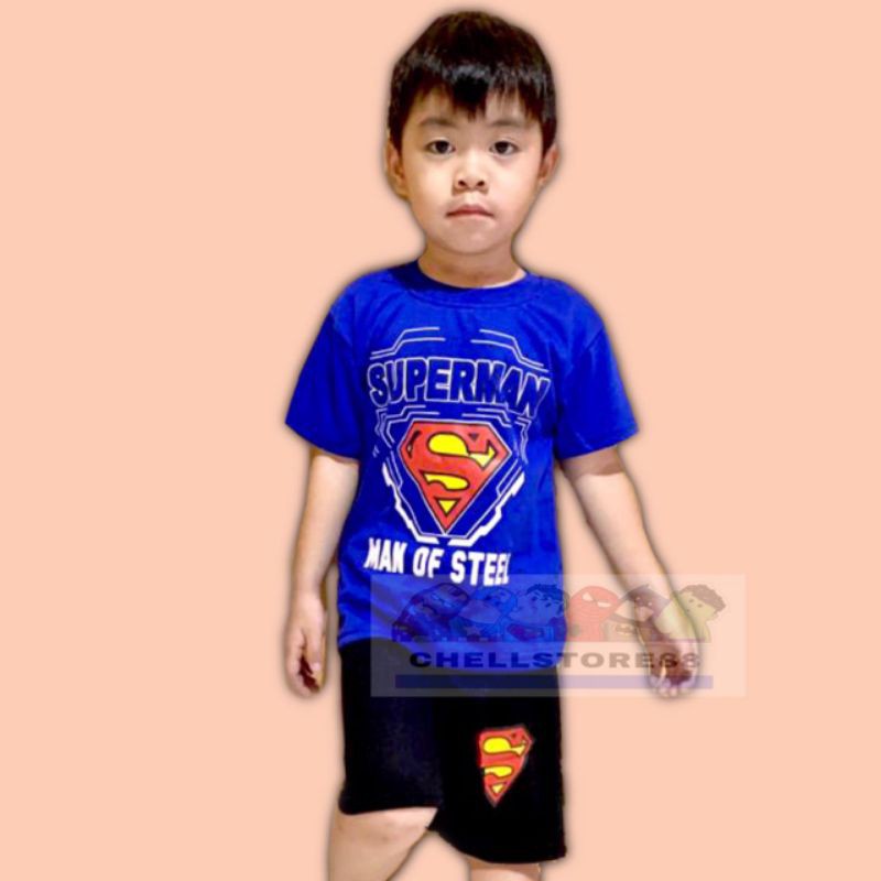 SUPERMAN BLUE SHORT SET SUPERMAN CLOTHES ชุดสูทประจําวันประจําวันประจําวัน