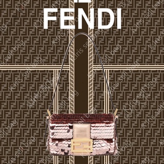 FENDI/ Baguette 1997 กระเป๋าถือ กระเป๋าเลื่อมหนังสีบรอนซ์/ กระเป๋าสะพายข้าง