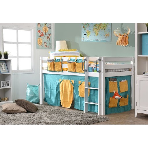 เตียงเดี่ยวไม้จริง Midsleeper + ม่าน ขนาด 3.5ฟุต แบรนด์ดัง Tomato KidZ แถมฟูก 1 หลัง เตียงนอนสองชั้น