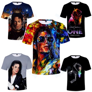 เสื้อยืดแขนสั้นผู้ชายและผู้หญิง King OF POP Michael Jackson