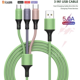 3 IN 1 สายชาร์จ USB 5A ชาร์จเร็ว สําหรับ iPhone Type-C Android Micro USB