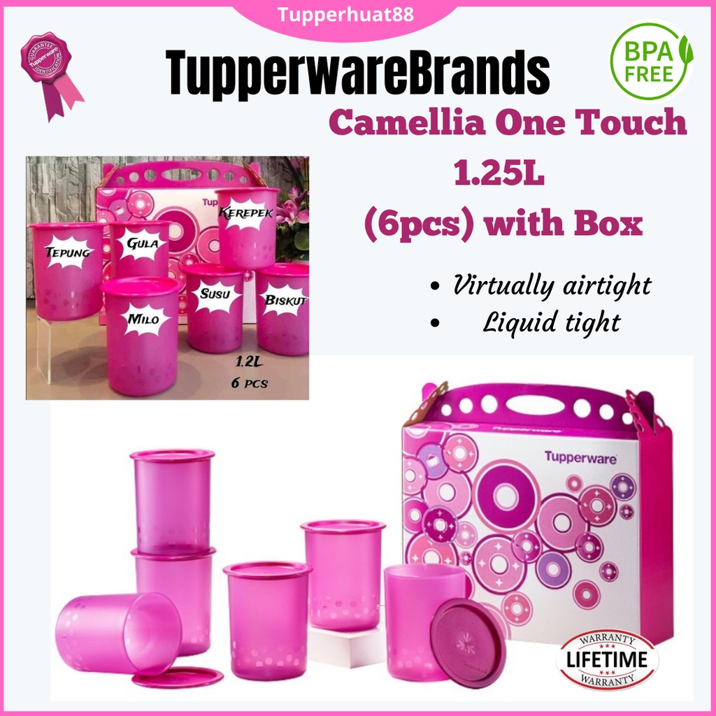 ใหม่ Tupperware Camellia One Touch 1.25 ลิตร (6 ชิ้น) ชุดของเหลว ทําความอุ่น สําหรับบ้าน งานแต่งงาน