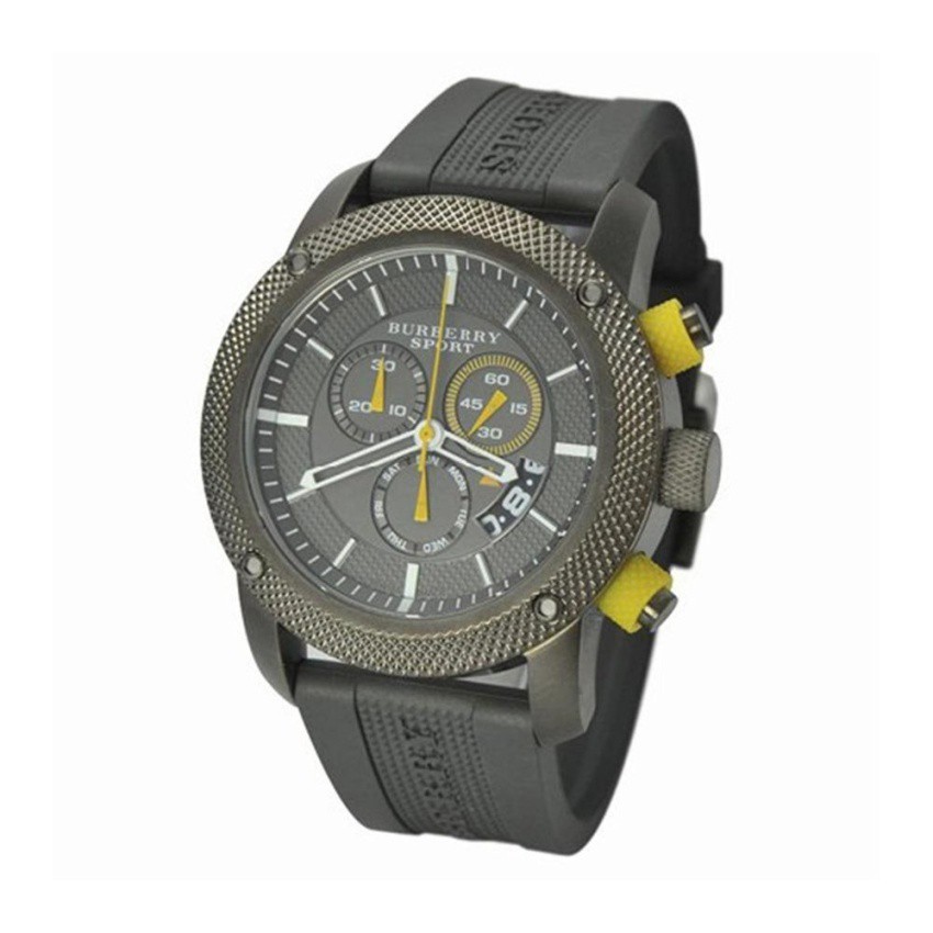 Burberry BU7713 Chronograph Endurance Rubber Strap Sport Men's Watch-Grey(Black)