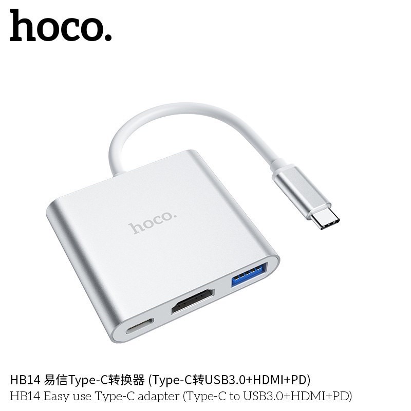 Hoco HB14 Easy use Type-C adapter (Type-C to USB3.0+HDTV+PD) ของแท้ 100%