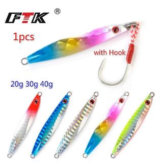 Metal Cast Jig Spoon 20g 30g 40g Shore Casting Jigging Lead Fish Sea Bass Fishing Lure Artificial Bait with Hook