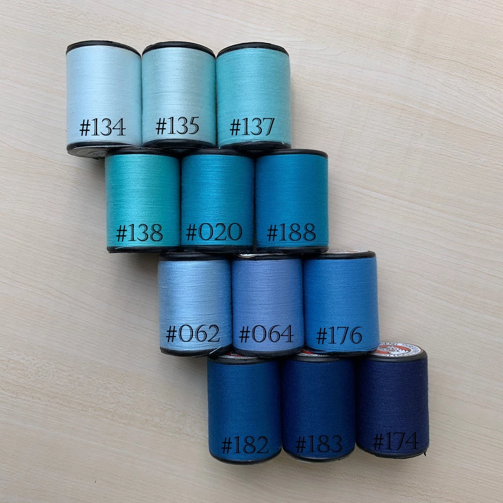 ด้ายเย็บผ้า ด้ายสีฟ้า เฉดฟ้าน้ำทะเล ตราหัวเสือ ด้ายเย็บผ้าหลากสี ด้ายลูกล้อ wop DIY งานฝีมือ เย็บมือ เย็บจักร เบอร์60
