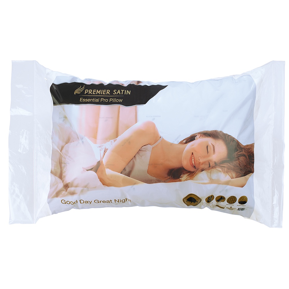 PREMIER SATIN ESSENTIAL PRO หมอนหนุน  หมอนข้าง ผสานเทคโนโลยี Dust-MiteInhibiTech เพื่อการป้องกันไรฝุ่นและแบคทีเรีย