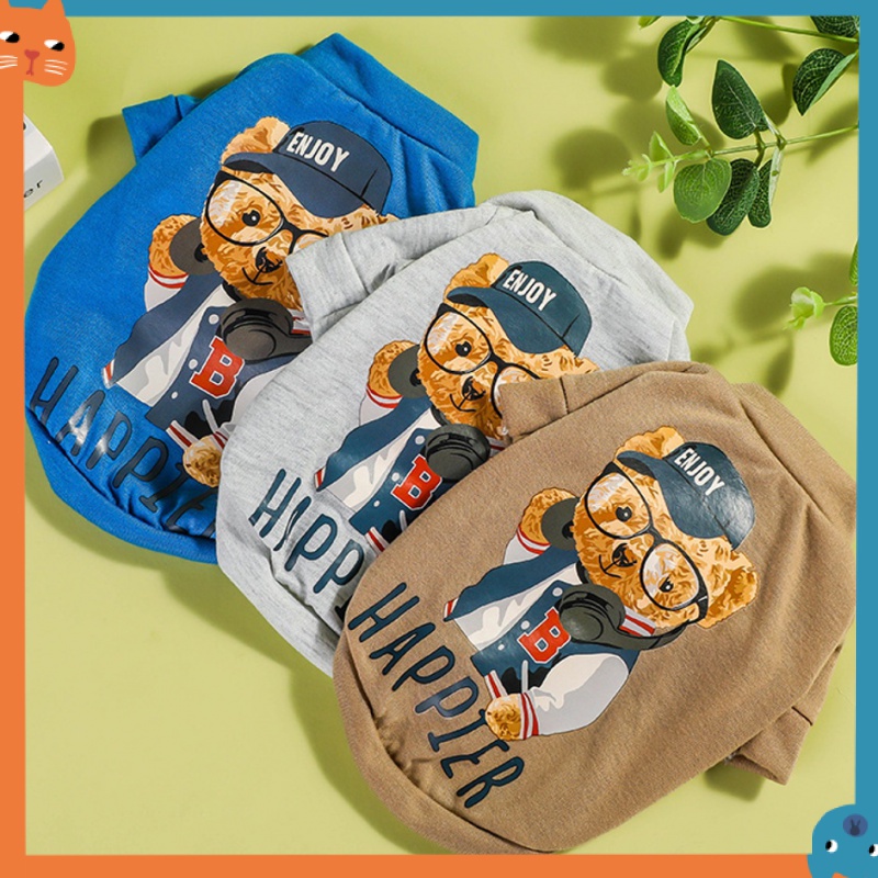 แฟชั่น ฤดูร้อน น่ารัก ตุ๊กตาหมี แมว สุนัข เสื้อกันหนาว เสื้อผ้าสัตว์เลี้ยง