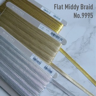 MOMOTARA No. 9995 เทปถัก Braid เทปถัก Braid เทปถักแบน Flat Middy Braid ขนาด 0.8 CM ยาว 36 หลา