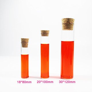 หลอดทดลองฐานเรียบ พร้อมจุกไม้ก๊อก แพ็ค 2 อัน หลอดทดลอง Test tube หลอดทดลองแก้ว หลอดทดลองวิทยาศาสตร์