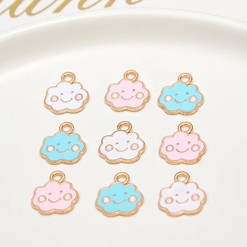 จี้รูปก้อนเมฆน้อยน่ารัก แฮนด์เมด สีขาว สําหรับทําเครื่องประดับ ต่างหู สร้อยข้อมือ แฮนด์เมด diy