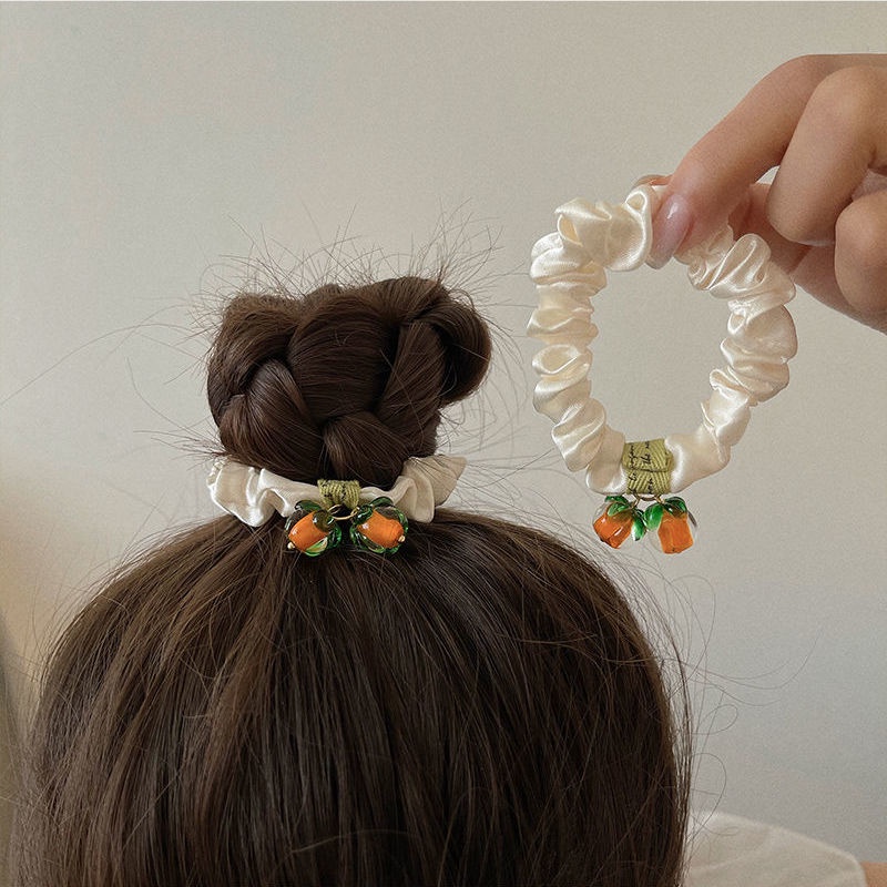 ยางรัดผม อะคริลิค สีส้ม ลูกพลับ น่ารัก สไตล์เกาหลี หวานแหวว เครื่องประดับผม สําหรับผู้หญิง