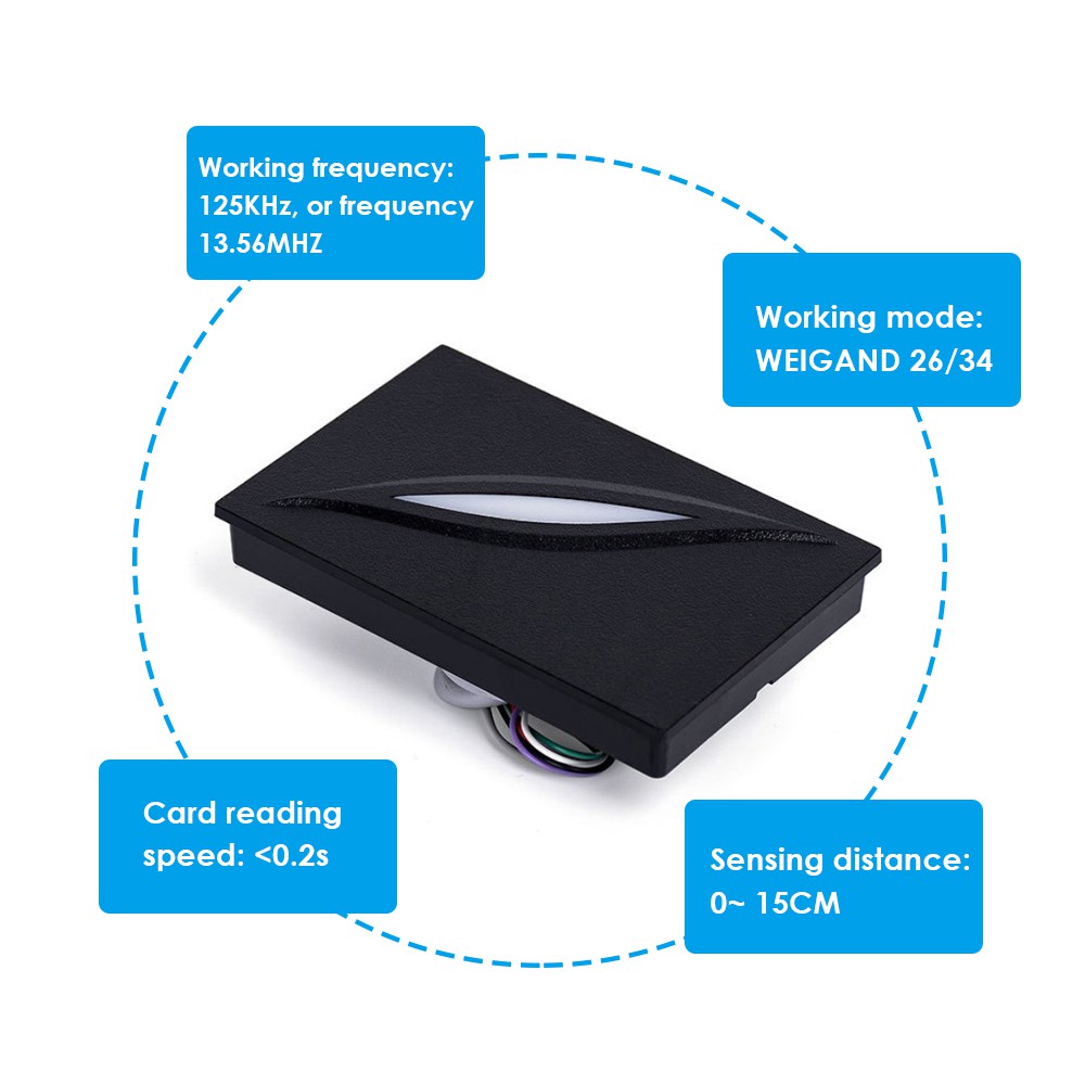 กันน้ํา Access Control Card Reader Wiegand 26 34 125Khz RFID 13.56mhz IC Card Reader ระบบควบคุมการเข