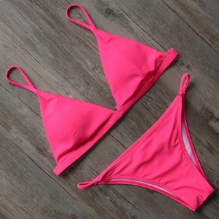 Neon pink bra bikini