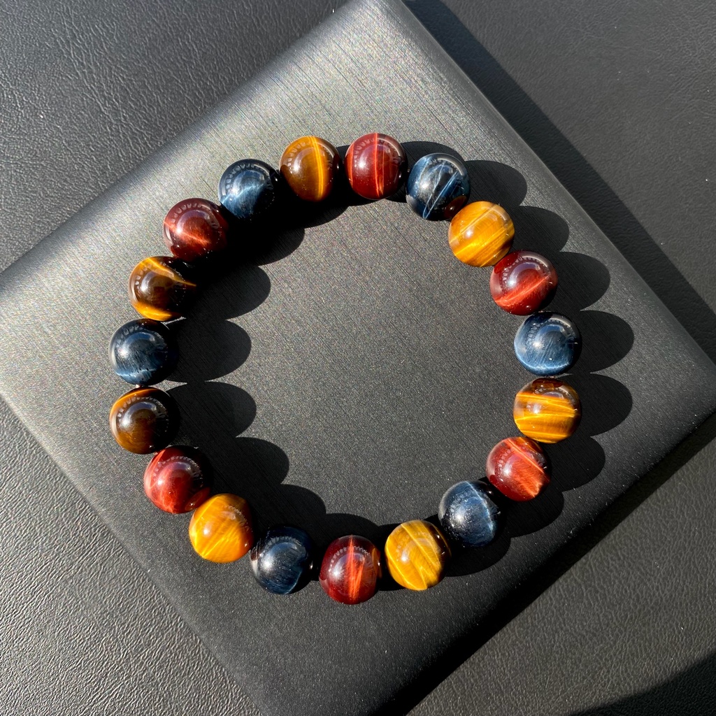 กำไลหินแท้สามทหารเสือ (Multi Color Tiger's Eye) Premium Grade 10mm