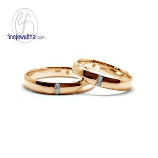 Finejewelthai แหวนคู่-แหวนเพชร-เพชร-แหวนหมั้น-แหวนแต่งงาน-Couple-Diamond CZ-Wedding Ring-Silver-Pink Gold - RC30147cz-pg