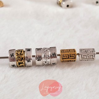 ชาร์มเงินทิเบต คาถาทิเบต ประแจจีน ลายมงคล ตัวคั่นกำไล ตัวตกแต่งหิน DIY CHARM