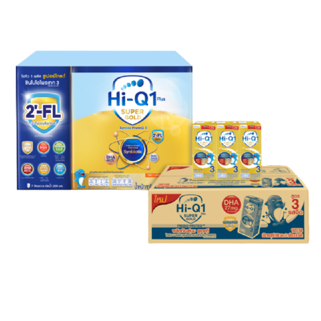 โปรโมชั่น : เซ็ตพิเศษ Hi-Q 1Plus นมผง ซูเปอร์โกลด์ ซินไบโอโพรเทก 2750 กรัม  ยูเอชที ซูเปอร์โกลด์ พรีไบโอโพรเทก 180มล 27 กล่อง รสจืด