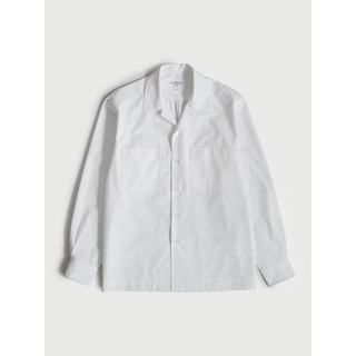 [JBB*] WHITE COTTON POPLIN OVERSHIRT เจบีบี เสื้อฮาวาย เสื้อฮาวายแขนยาว ผ้าคอตตอน สีเทาขาว