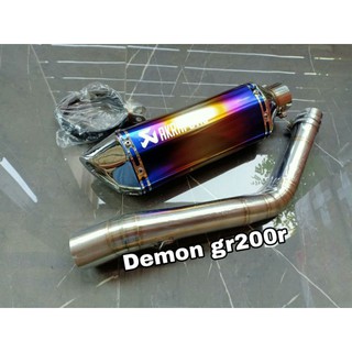 ท่อสลิปออน GPX Demon GR200R คอท่อแสตนเลสเกรด 304 สวม 2 นิ้ว (51 มม.)+Ak14นิ้วรุ้งปากเงิน