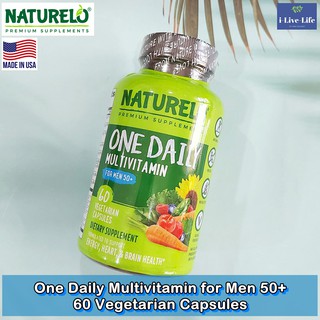 วิตามินรวม สำหรับผู้ชาย อายุ 50 ปีขึ้นไป One Daily Multivitamin for Men 50+, 60 Vegetarian Capsules - NATURELO