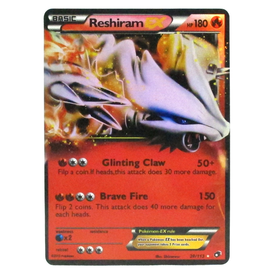 Reshiram EX Card เรชิรัม 29/113 Pokemon Card Gold Flash Light (Glossy) ภาษาอังกฤษ