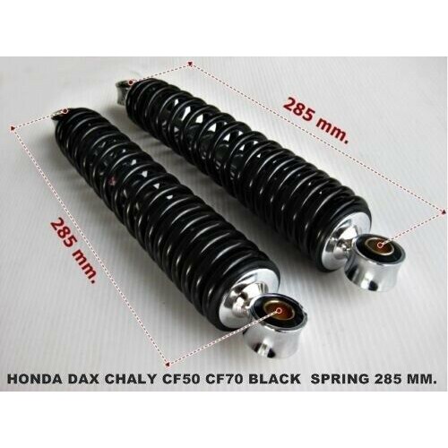 REAR SHOCK SET "BLACK" SPRING (285 mm) Fit For HONDA DAX CHALY CF50 CF70 ST50 ST70 // โช๊คหลัง โช๊คอัพ สปริงดำ กระบอกชุบ