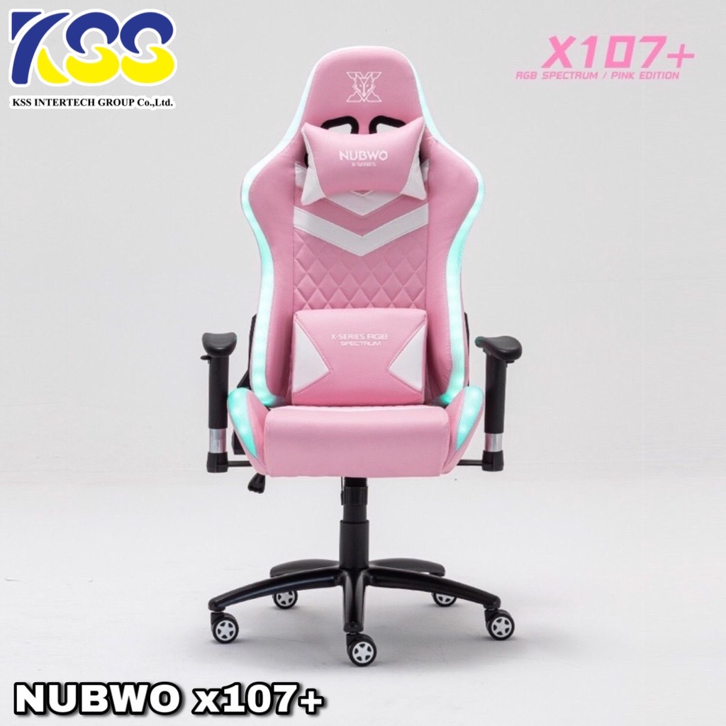 💥โปรแรง✨🛒 NUBWO X107+ PINK EDITION RGB SPECTRUM GAMING CHAIR เก้าอี้เกมมิ่งเกียร์ไฟ RGB สีชมพู รับประกัน 2 ปี