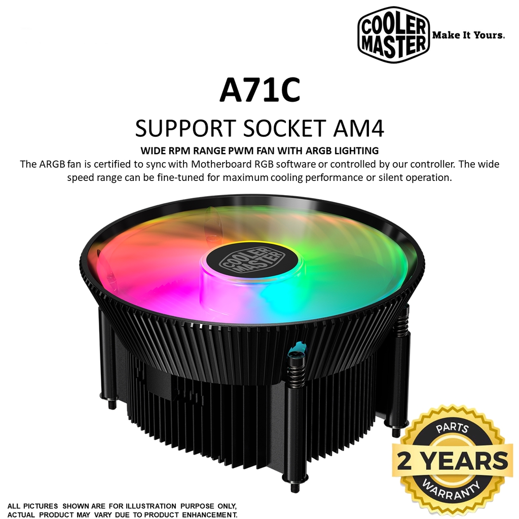 พัดลมซีพียู CPU COOLER COOLER MASTER A71C ARGB for AMD AM4