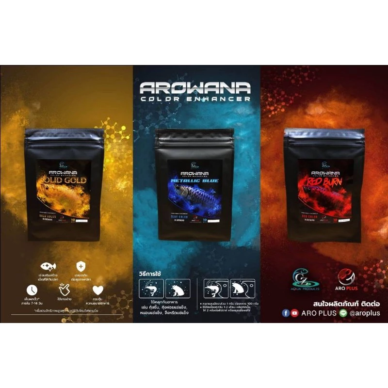 ARO PLUS วิตามินเร่งสีปลามังกร ปลาอโรวาน่า แบบผง Vitamin for Arowana ขนาด 10 กรัม