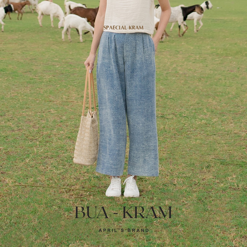 APRIL'S | Bua-Kram pants (Special Kram) กางเกงผ้าฝ้าย รุ่นบัวคราม